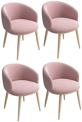 JIESOO Esszimmermöbel Esszimmerstühle 4er-Set Wohnzimmer Lounge Stuhl Samt gepolsterte Sitzfläche und Rückenlehne Holzoptik Metallbeine (Rosa) von JIESOO