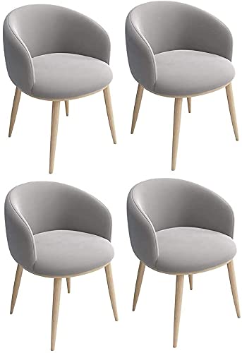 JIESOO Esszimmermöbel Esszimmerstühle 4er-Set Wohnzimmer Lounge Stuhl Samt gepolsterte Sitzfläche und Rückenlehne Holzoptik Metallbeine (grau) von JIESOO
