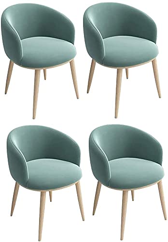 JIESOO Esszimmermöbel Esszimmerstühle 4er-Set Wohnzimmer Lounge Stuhl Samt gepolsterte Sitzfläche und Rückenlehne Holzoptik Metallbeine (grün) von JIESOO