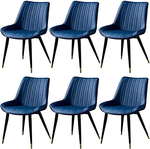 JIESOO Esszimmermöbel Esszimmerstühle 6er-Set PU-Leder Rückenlehne Metallbeine Küchenstühle Retro Wohnzimmer Schlafzimmer Balkon Stuhl (blau) von JIESOO