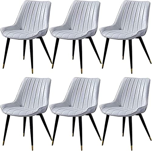 JIESOO Esszimmermöbel Esszimmerstühle 6er-Set PU-Leder Rückenlehne Metallbeine Küchenstühle Retro Wohnzimmer Schlafzimmer Balkon Stuhl (weiß) von JIESOO