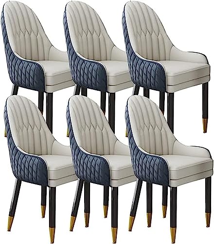 JIESOO Esszimmermöbel Esszimmerstühle Set mit 6 Holzbeinen, Küchenstuhl, moderner Akzentsessel, Mikrofaser-Leder, weich gepolsterter Sitz (Blau + Beige) von JIESOO