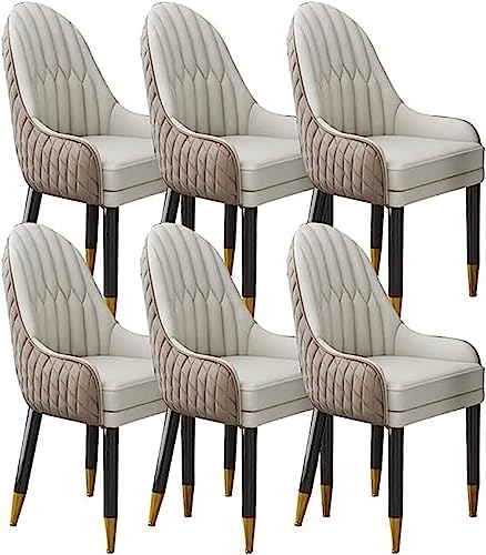 JIESOO Esszimmermöbel Esszimmerstühle Set mit 6 Holzbeinen, Küchenstuhl, moderner Akzentsessel, Mikrofaser-Leder, weich gepolsterter Sitz (Khaki + Beige) von JIESOO