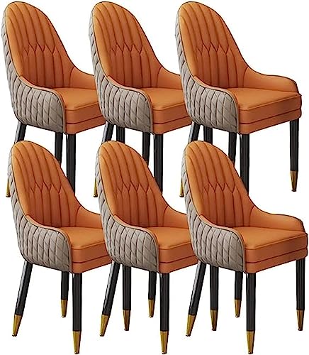 JIESOO Esszimmermöbel Esszimmerstühle Set mit 6 Holzbeinen, Küchenstuhl, moderner Akzentsessel, Mikrofaser-Leder, weich gepolsterter Sitz (Khaki + Orange) von JIESOO