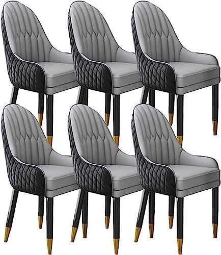 JIESOO Esszimmermöbel Esszimmerstühle Set mit 6 Holzbeinen, Küchenstuhl, moderner Akzentsessel, Mikrofaser-Leder, weich gepolsterter Sitz (Schwarz + Zementgrau) von JIESOO