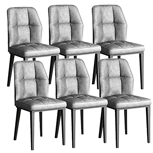 JIESOO Esszimmermöbel Esszimmerstühle Set mit 6 Wohnzimmer-Seitenstühlen mit weichem PU-Leder Kissen Sitz und Beinen aus Karbonstahl (B) von JIESOO