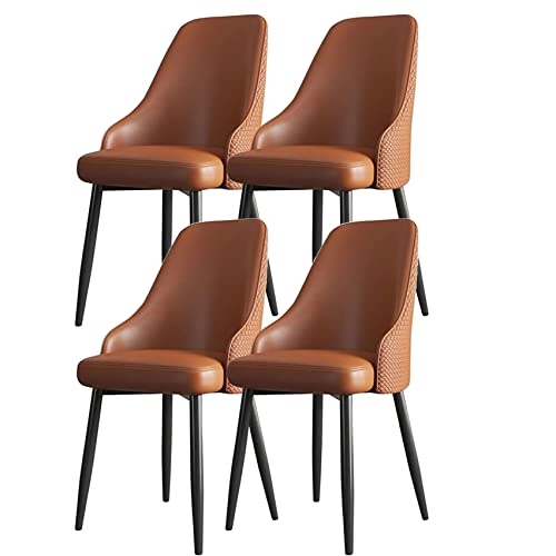 JIESOO Esszimmermöbel Esszimmerstuhl-Set mit dickem Leder und Sessel mit Rückenlehne, schwarze Metallfüße mit Fußpolstern – Lounge-gepolsterter Schminkstuhl (Orange) von JIESOO