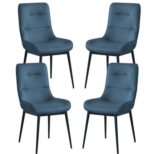 JIESOO Esszimmermöbel Küche Esszimmerstühle 4er-Set, Kunstleder, Küche, Wohnzimmer, Lounge, Thekenstühle, stabile Metallbeine, Haushalts-Schreibtischstuhl (blau) von JIESOO