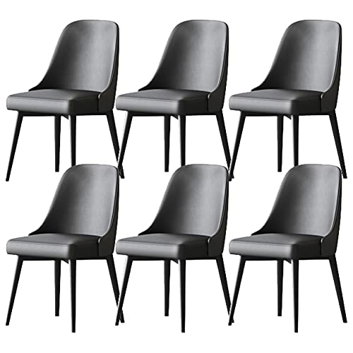 JIESOO Esszimmermöbel Küche Esszimmerstühle Set mit 6 modernen Mid-Century-Wohnzimmerstühlen mit Metallbeinen mit PU-Leder-Kissen, Rückenlehne (reines Grau) von JIESOO