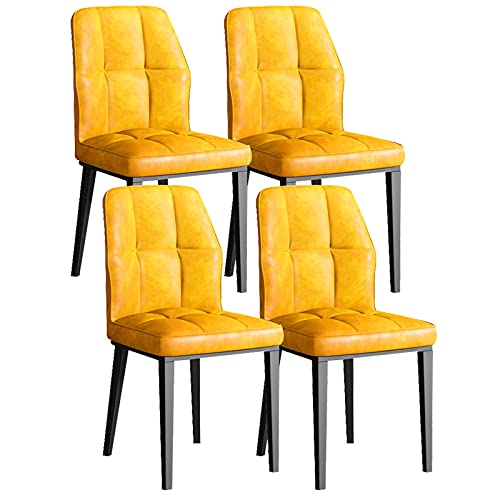 JIESOO Esszimmermöbel Moderne Esszimmerstühle 4er Set Wohnzimmer Beistellstühle mit weichem PU-Leder Kissen Sitz und Beinen aus Karbonstahl (D) von JIESOO