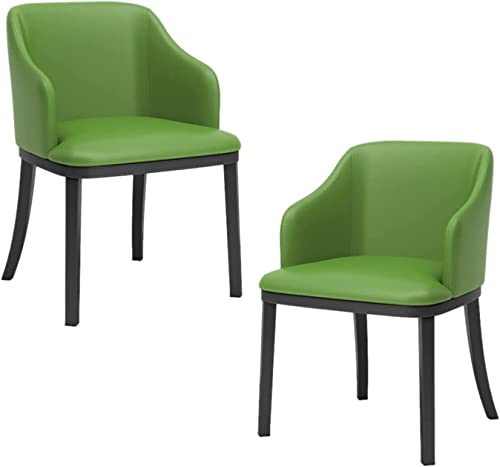 JIESOO Esszimmermöbel Moderne Esszimmerstühle aus PU-Leder, 2er-Set, weiche Sitzfläche, hohe Rückenlehne, gepolstert, Wohnzimmer-Sessel, schwarze Metallbeine, Lounge-Seitenstuhl (grün) von JIESOO