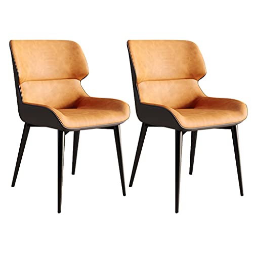 JIESOO Esszimmermöbel Moderne Küchen-Esszimmerstühle 2er-Set, wasserdicht, PU-Leder, Seitenstuhl mit Karbonstahlbeinen, Küche, Wohnzimmer, Lounge, Thekenstühle (Orange) von JIESOO