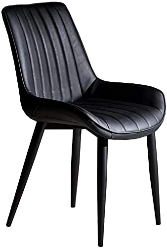 JIESOO Esszimmermöbel Retro PU Leder Esszimmerstuhl Schwarze Metallbeine Wohnzimmer Stühle Freizeit Kaffee Stuhl (Schwarz) von JIESOO