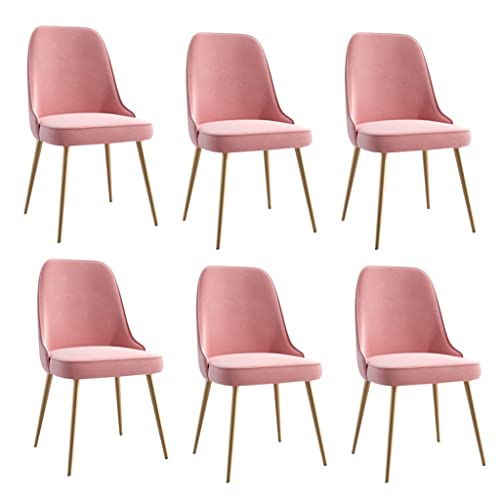 JIESOO Esszimmermöbel Samt-Esszimmerstühle Set mit 6 Küchenstühlen mit ergonomischer Rückenlehne und Metallbeinen für Theke, Lounge, Wohnzimmer, Empfangsstuhl (Rosa) von JIESOO