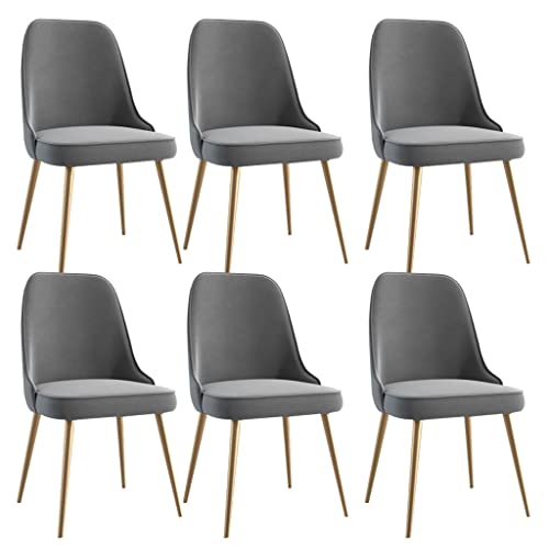 JIESOO Esszimmermöbel Samt-Esszimmerstühle Set mit 6 Küchenstühlen mit ergonomischer Rückenlehne und Metallbeinen für Theke, Lounge, Wohnzimmer, Empfangsstuhl (dunkelgrau) von JIESOO
