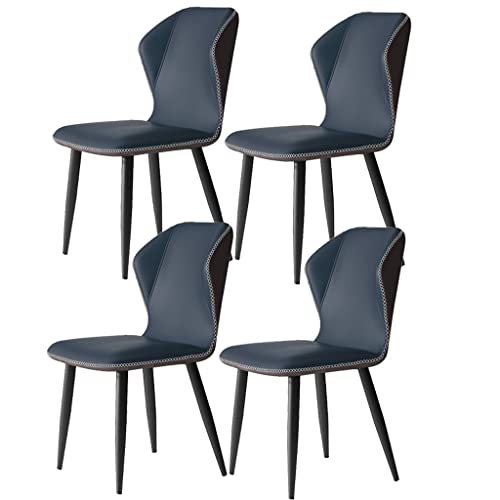 JIESOO Esszimmermöbel aus PU-Leder, Esszimmerstuhl-Set, mit Rückenlehne, weichem Kissen und Stuhlfüßen aus Karbonstahl, für Wohnzimmer, Schlafzimmer, Küche, 4 Stück (Blau, B) von JIESOO