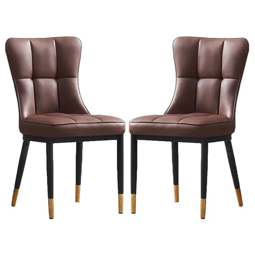 JIESOO Esszimmerstühle 2er-Set Esszimmerstuhl mit Kunstlederbezug mit Hoher Rückenlehne Und Metallbeinen for Wohnzimmer Schlafzimmer Küche Büro, Hotels(Brown) von JIESOO