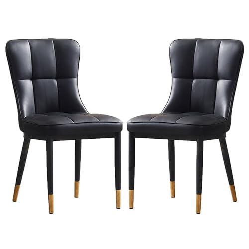 JIESOO Esszimmerstühle 2er-Set Esszimmerstuhl mit Kunstlederbezug mit Hoher Rückenlehne Und Metallbeinen for Wohnzimmer Schlafzimmer Küche Büro, Hotels(Negro) von JIESOO