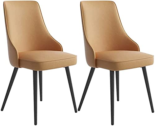 JIESOO Esszimmerstühle 2er Set Küchenstühle Esszimmerstühle Schwarze Eisenbeine mit gepolsterter Rückenlehne, Gepolsterter Sitz, Empfangsstühle aus Kunstleder (B) von JIESOO
