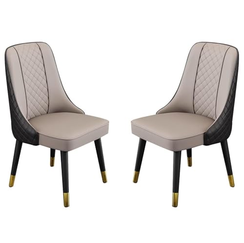 JIESOO Esszimmerstühle 2er-Set Künstliche Mikrofaser-Leder Küche Wohnzimmer Lounge Thekenstühle Holzbeine Rückenlehne Stuhl for Büro, Lounge, Esszimmer, Küche(Gray+Black) von JIESOO