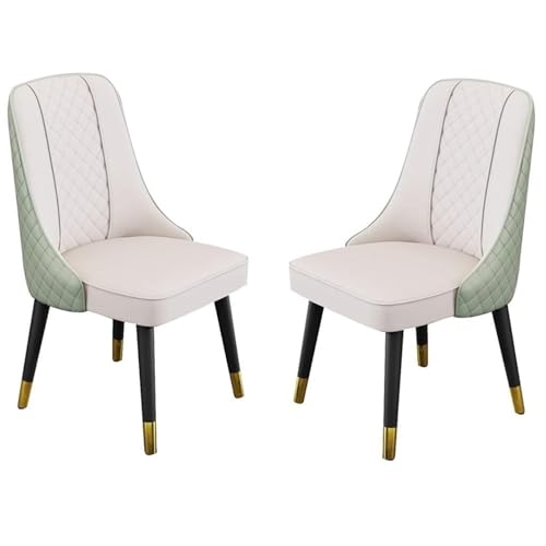 JIESOO Esszimmerstühle 2er-Set Künstliche Mikrofaser-Leder for Küche, Wohnzimmer Lounge Thekenstühle Holzbeine Rückenlehne for Büro, Lounge, Esszimmer Küche(White+Green) von JIESOO