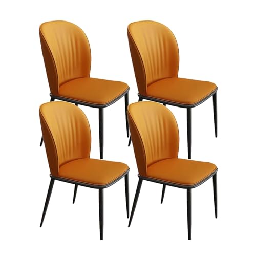 JIESOO Esszimmerstühle 4er-Set, Küchenstühle mit PU-Kissen, Rückenlehne, moderne Wohnzimmer-Seitenstühle aus der Mitte des Jahrhunderts mit Metallbeinen (Farbe: Orange) von JIESOO