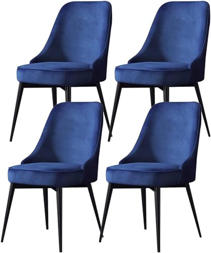 JIESOO Esszimmerstühle 4er-Set Küchen Und Wohnzimmerstühle mit Metallbeinen Sitz Und Rückenlehnen Samt for Büro Lounge Esszimmer Küche Schlafzimmer(Blue,Black feet) von JIESOO