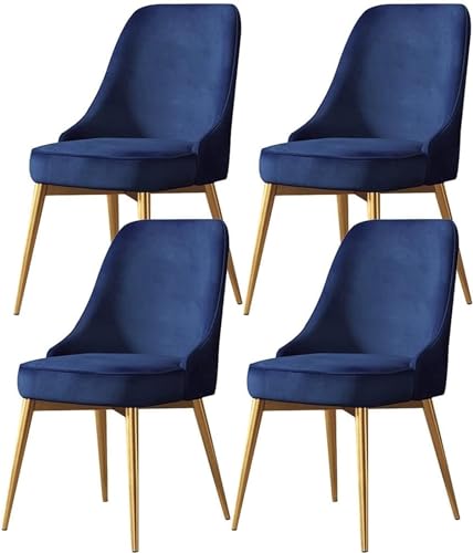 JIESOO Esszimmerstühle 4er-Set Küchen Und Wohnzimmerstühle mit Metallbeinen Sitz Und Rückenlehnen Samt for Büro Lounge Esszimmer Küche Schlafzimmer(Blue,Golden feet) von JIESOO