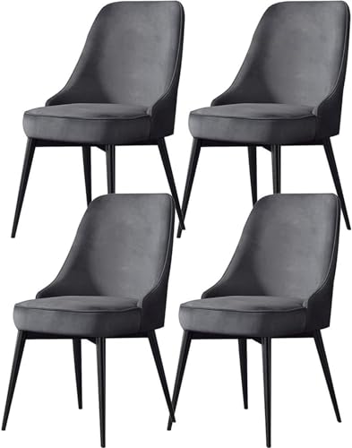 JIESOO Esszimmerstühle 4er-Set Küchen Und Wohnzimmerstühle mit Metallbeinen Sitz Und Rückenlehnen Samt for Büro Lounge Esszimmer Küche Schlafzimmer(Gray,Black feet) von JIESOO