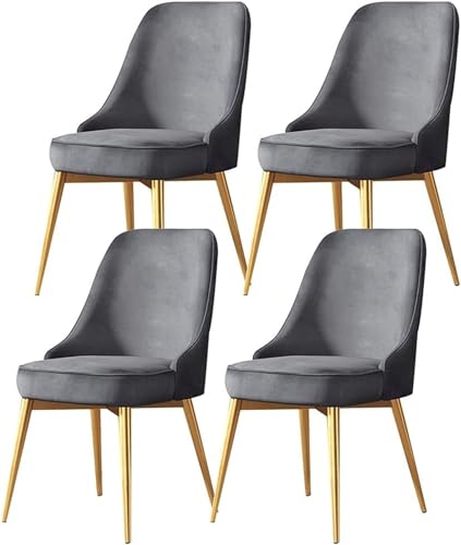 JIESOO Esszimmerstühle 4er-Set Küchen Und Wohnzimmerstühle mit Metallbeinen Sitz Und Rückenlehnen Samt for Büro Lounge Esszimmer Küche Schlafzimmer(Gray,Golden feet) von JIESOO