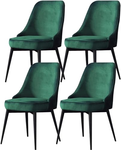 JIESOO Esszimmerstühle 4er-Set Küchen Und Wohnzimmerstühle mit Metallbeinen Sitz Und Rückenlehnen Samt for Büro Lounge Esszimmer Küche Schlafzimmer(Green,Black feet) von JIESOO