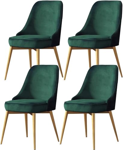 JIESOO Esszimmerstühle 4er-Set Küchen Und Wohnzimmerstühle mit Metallbeinen Sitz Und Rückenlehnen Samt for Büro Lounge Esszimmer Küche Schlafzimmer(Green,Golden feet) von JIESOO