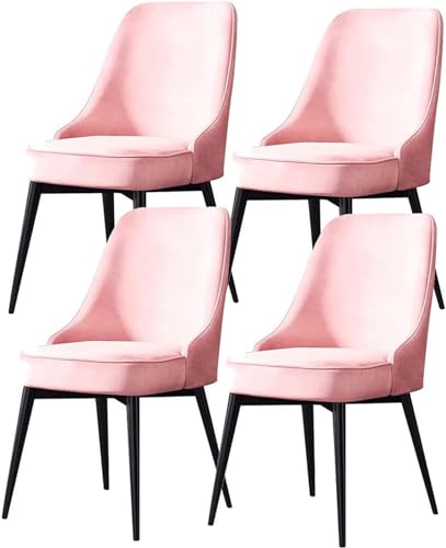 JIESOO Esszimmerstühle 4er-Set Küchen Und Wohnzimmerstühle mit Metallbeinen Sitz Und Rückenlehnen Samt for Büro Lounge Esszimmer Küche Schlafzimmer(Pink,Black feet) von JIESOO