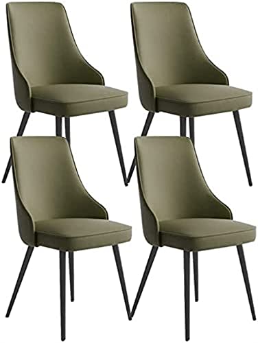 JIESOO Esszimmerstühle 4er-Set Wohnzimmer-Beistellstühle Wasserdichter Küchenstuhl Aus PU-Leder mit Metallbeinen(Dark Green,Black feet) von JIESOO
