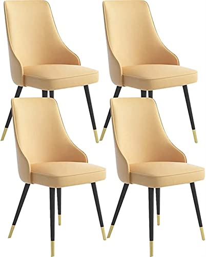 JIESOO Esszimmerstühle 4er-Set Wohnzimmer-Beistellstühle Wasserdichter Küchenstuhl Aus PU-Leder mit Metallbeinen(Yellow,Black Gold feet) von JIESOO