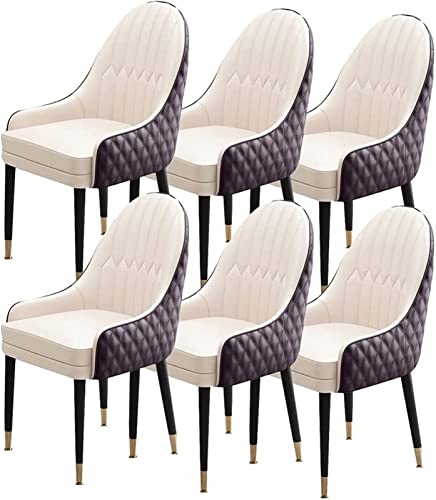JIESOO Esszimmerstühle 6er-Set Holzbeine Küchenstuhl Moderne Akzent-Sessel Weich Gepolsterter Sitz Aus Mikrofaser-Leder(F) von JIESOO