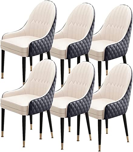 JIESOO Esszimmerstühle 6er-Set Holzbeine Küchenstuhl Moderne Akzent-Sessel Weich Gepolsterter Sitz Aus Mikrofaser-Leder(H) von JIESOO