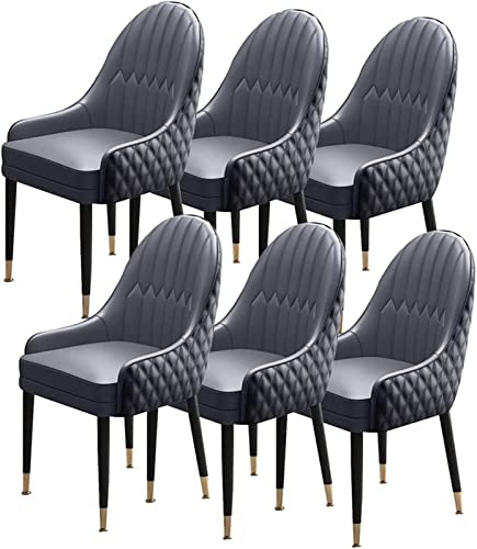 JIESOO Esszimmerstühle 6er-Set Holzbeine Küchenstuhl Moderne Akzent-Sessel Weich Gepolsterter Sitz Aus Mikrofaser-Leder(I) von JIESOO