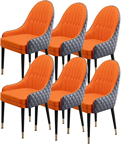 JIESOO Esszimmerstühle 6er-Set Holzbeine Küchenstuhl Moderne Akzent-Sessel Weich Gepolsterter Sitz Aus Mikrofaser-Leder(J) von JIESOO