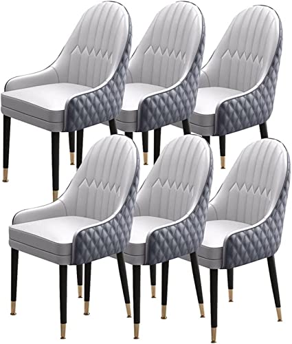 JIESOO Esszimmerstühle 6er-Set Holzbeine Küchenstuhl Moderne Akzent-Sessel Weich Gepolsterter Sitz Aus Mikrofaser-Leder(K) von JIESOO