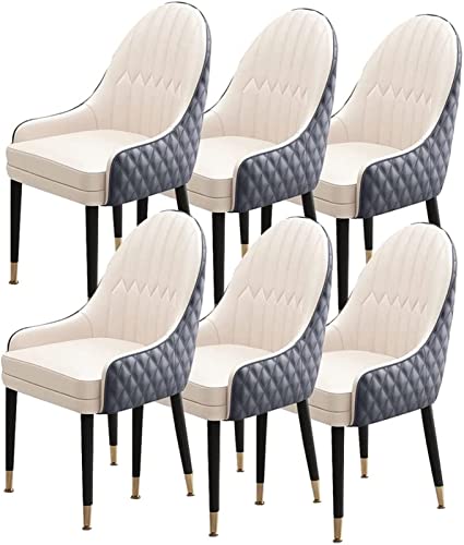 JIESOO Esszimmerstühle 6er-Set Holzbeine Küchenstuhl Moderne Akzent-Sessel Weich Gepolsterter Sitz Aus Mikrofaser-Leder(L) von JIESOO