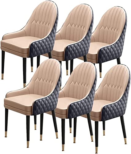 JIESOO Esszimmerstühle 6er-Set Holzbeine Küchenstuhl Moderne Akzent-Sessel Weich Gepolsterter Sitz Aus Mikrofaser-Leder(N) von JIESOO
