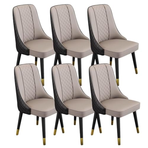 JIESOO Esszimmerstühle 6er-Set Mikrofaser-Leder Küche Wohnzimmer Lounge Thekenstühle Holzbeine Rückenlehne for Büro, Lounge, Esszimmer, Küche(Gray+Black) von JIESOO