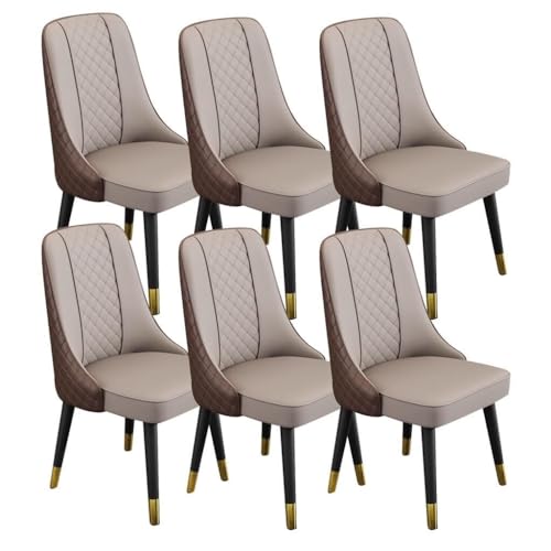 JIESOO Esszimmerstühle 6er-Set Mikrofaser-Leder Küche Wohnzimmer Lounge Thekenstühle Holzbeine Rückenlehne for Büro, Lounge, Esszimmer, Küche(Gray+Brown) von JIESOO