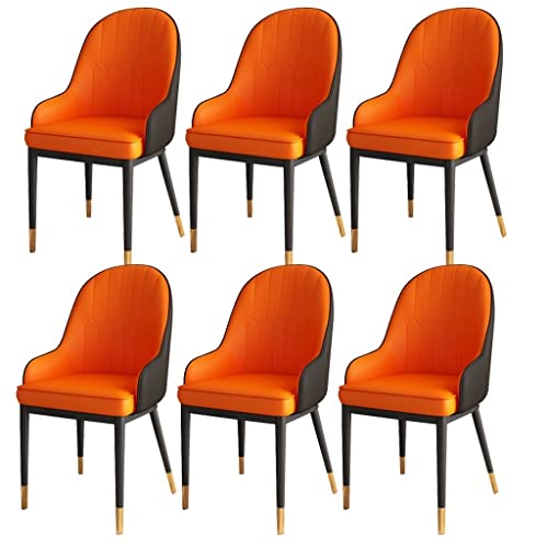 JIESOO Esszimmerstühle 6er-Set Moderne Küchen-Wohnzimmer-Beistellstühle Akzent-Stühle mit Weichem PU-Leder-Kissensitz Und Metallbeinen(A) von JIESOO