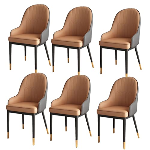 JIESOO Esszimmerstühle 6er-Set Moderne Küchen-Wohnzimmer-Beistellstühle Akzent-Stühle mit Weichem PU-Leder-Kissensitz Und Metallbeinen(D) von JIESOO