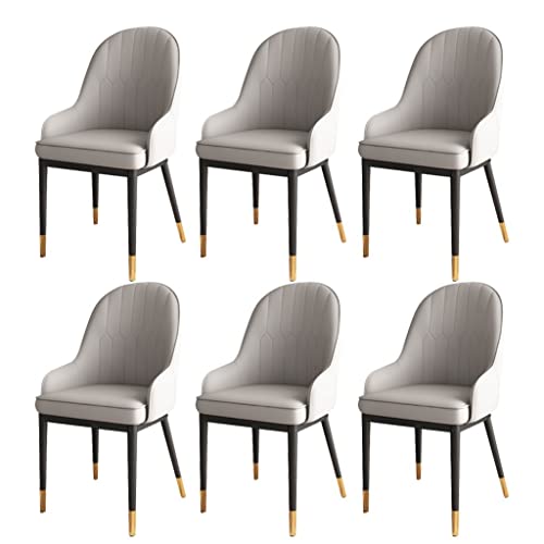 JIESOO Esszimmerstühle 6er-Set Moderne Küchen-Wohnzimmer-Beistellstühle Akzent-Stühle mit Weichem PU-Leder-Kissensitz Und Metallbeinen(E) von JIESOO