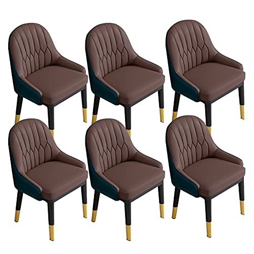JIESOO Esszimmerstühle 6er-Set Moderne Küchenstühle Aus Kunstleder Mit AkzentWohnzimmerstühle Mit Hoher Rückenlehne, Weichem Sitz, Metallbeinen Bürosessel(Dark Coffee+Navy Blue) von JIESOO