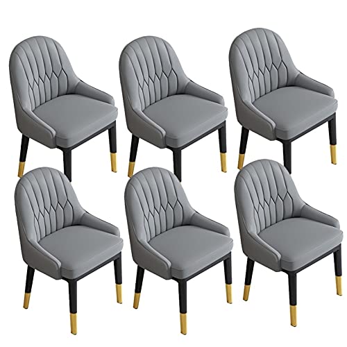 JIESOO Esszimmerstühle 6er-Set Moderne Küchenstühle Aus Kunstleder Mit AkzentWohnzimmerstühle Mit Hoher Rückenlehne, Weichem Sitz, Metallbeinen Bürosessel(Dark Gray) von JIESOO
