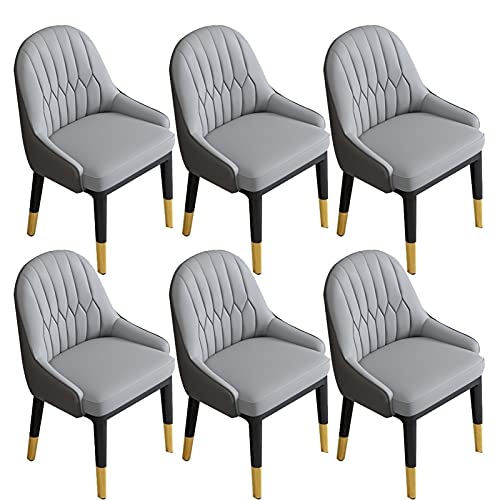 JIESOO Esszimmerstühle 6er-Set Moderne Küchenstühle Aus Kunstleder Mit AkzentWohnzimmerstühle Mit Hoher Rückenlehne, Weichem Sitz, Metallbeinen Bürosessel(Gray+Dark Gray) von JIESOO